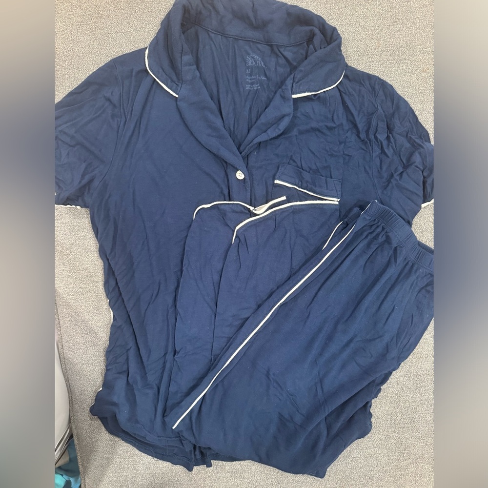 Stars Above Blue Cropped Pajama Set; Size Medium